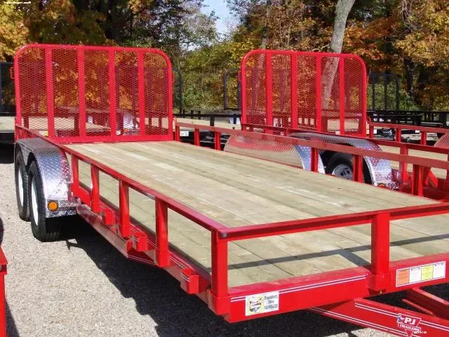 Red 20ft Utility Trailer Bumper Pull w/Rear Gate