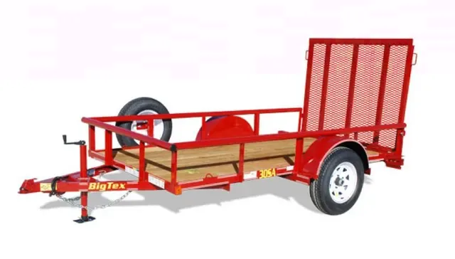 8ft Utility Trailer - Red - Wood Deck
