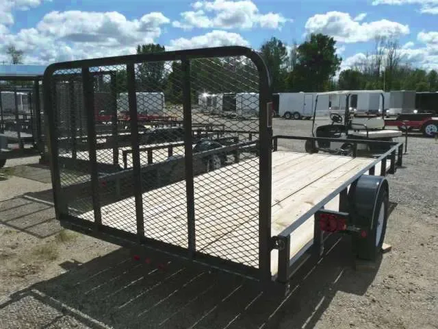 14ft Utility Trailer Black with Wood Deck
