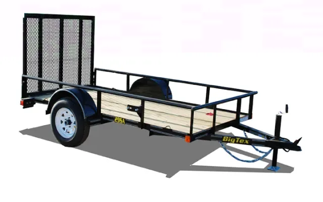 8ft Single Axle Utility Trailer w/Gate-Black Steel Frame w/PT Deck