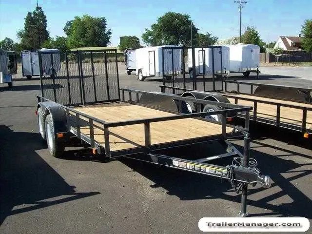 14ft Tandem 3500lb Axle Utility Trailer w/Wood Decking