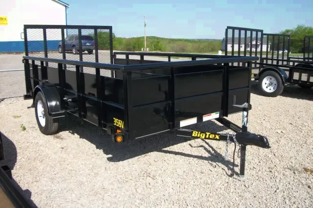 BLACK 12ft Utility Trailer-Solid Sides with Top Rail