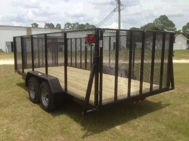 16ft Landscape/Utility Trailer w/ 4 Foot Mesh Side