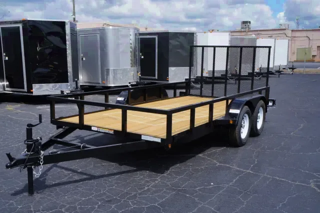 14ft TA Wood Deck Black Utility Trailer