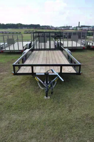 12ft Tandem Axle Utility Trailer-Black Steel Frame with Wood Deck