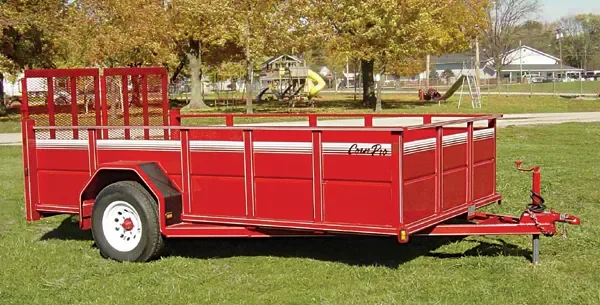 12ft Red Utility Trailer w/Solid Sides