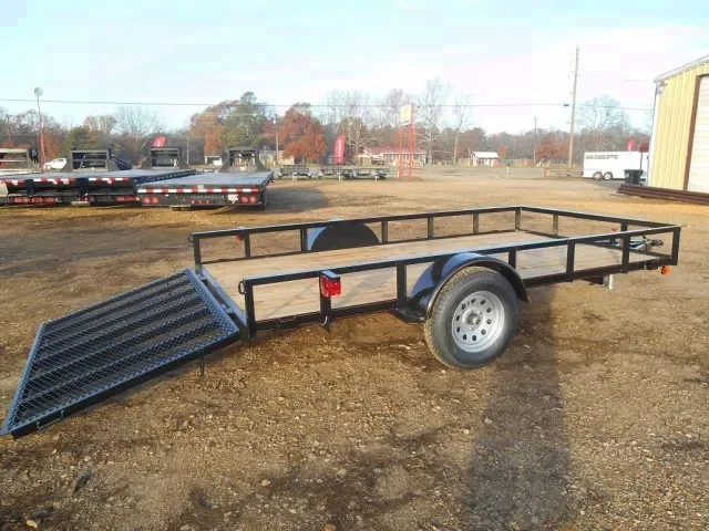 12ft Single Axle Black Steel Utility Trailer with Rampgate