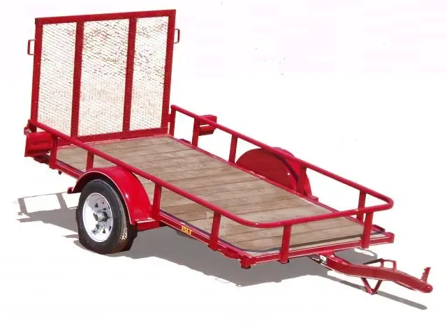8ft Little Utility Trailer w/Ramp-Red Frame w/Wood Deck