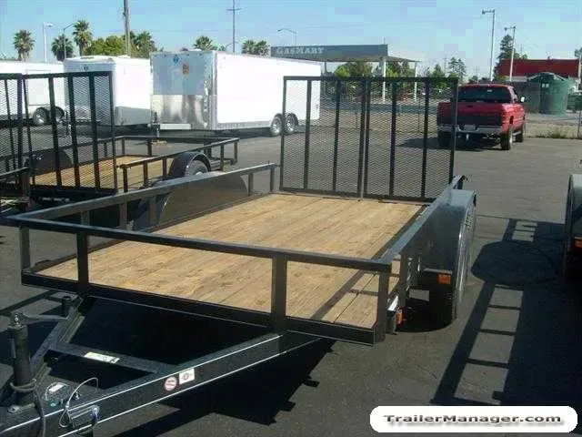 12ft  Tandem 3500lb Axle Black Utility Trailer