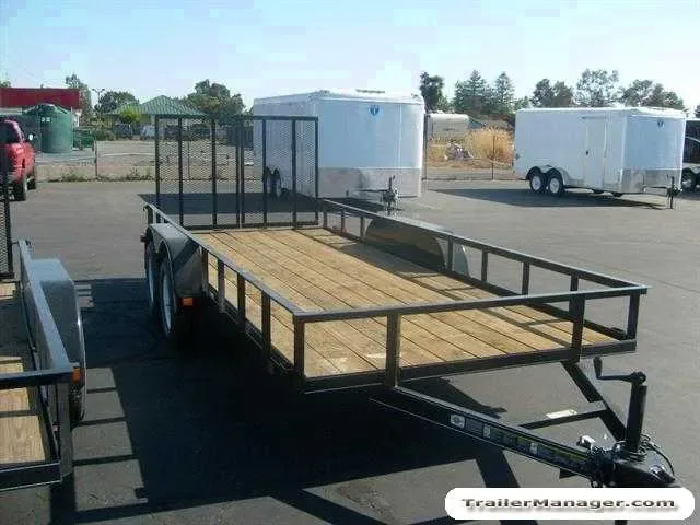 16ft Black Utility Trailer w/Pipe Top