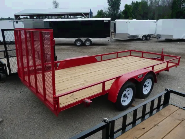 Red 16ft TA Bumper Pull Utility Trailer