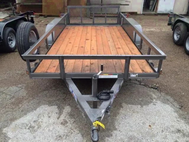 Gray 14ft Landscape Trailer w/Spare Tire Mount