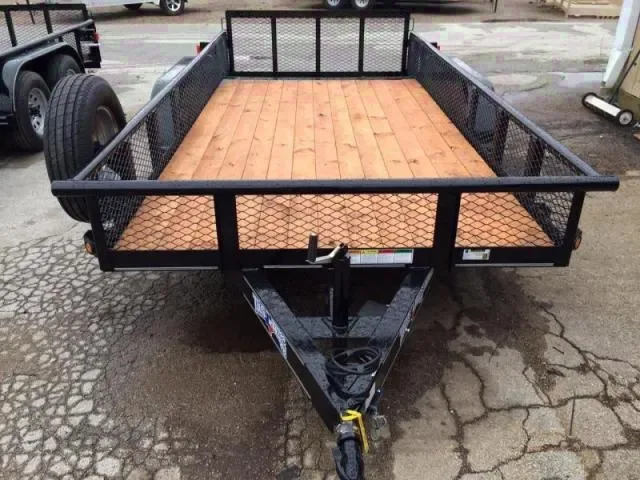 14ft Black Utility Trailer w/Wood Deck