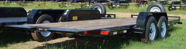 20ft Tilt Bed Equipment Black with Wood Deck-Spare Tire
