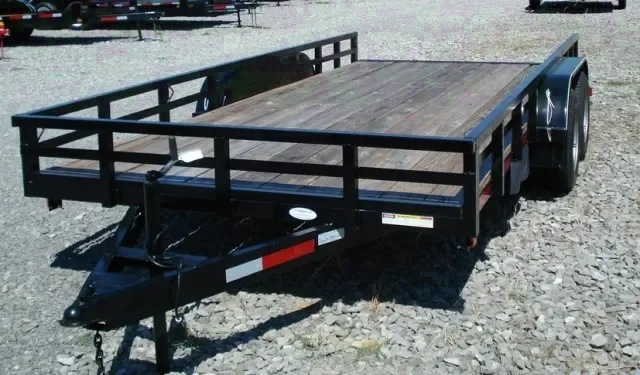 14ft Utility Trailer Wood Deck with 2-3500lb Axle