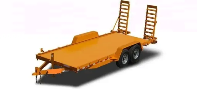 Yellow 16ft Skid Steer Equipment Trailer