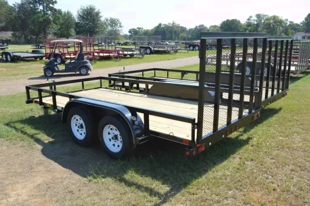 16ft Black TA Utility Trailer w/Stake Pockets Tie Downs