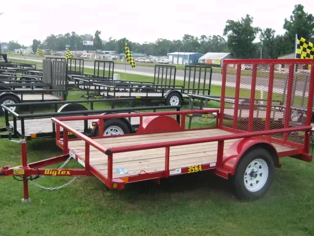 14ft  Utility Trailer-Red Steel Frame with Wood Deck