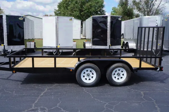 Black 14ft TA Bumper Pull Utility Trailer w/Ramp