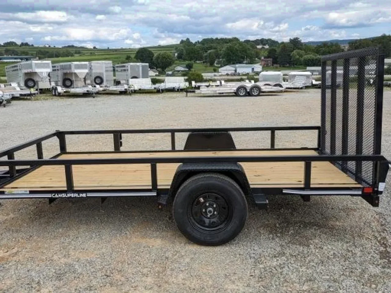 2026 CAM SUPERLINE 7x12 Tubular Top Rail Utility Trailer w/ Spring Assist Gate