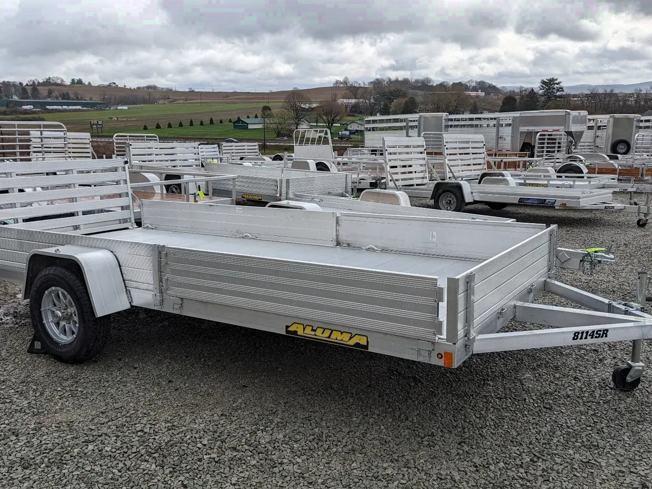 2026 Aluma 6'9" x 14' SR Utility w/ Side Ramps, Bi-Fold Gate, Rear Solid Sides