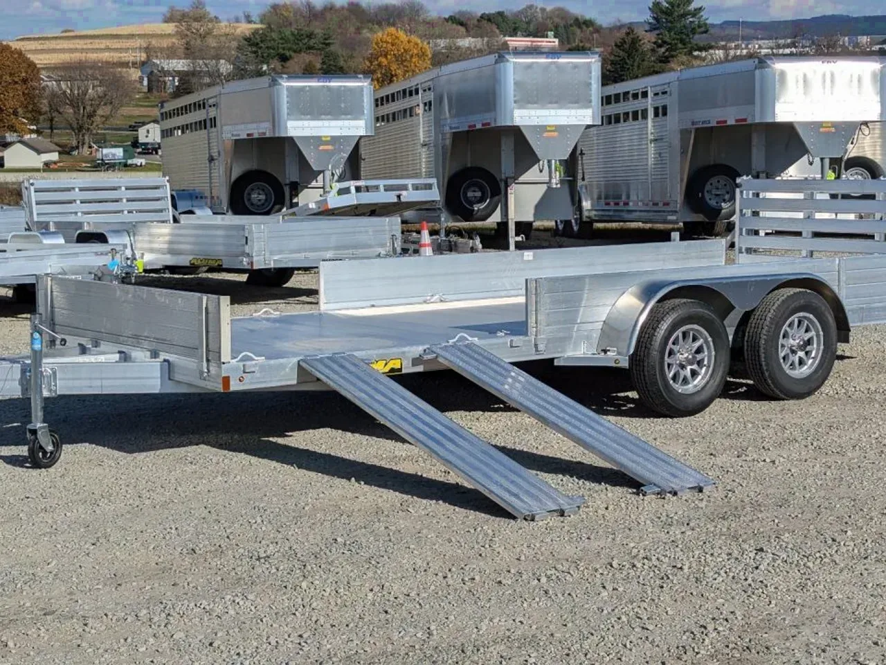 2027 Aluma 6'9" x 18 SR Utility Trailer w/ Side Ramps, Solid Rear Sides & Bi-Fold Gate