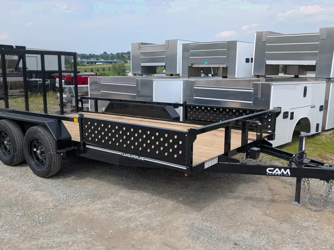 2025 CAM SUPERLINE 7x14 Tandem Axle Tubular Top Rail Utility Trailer w/ ATV SIDE RAMPS