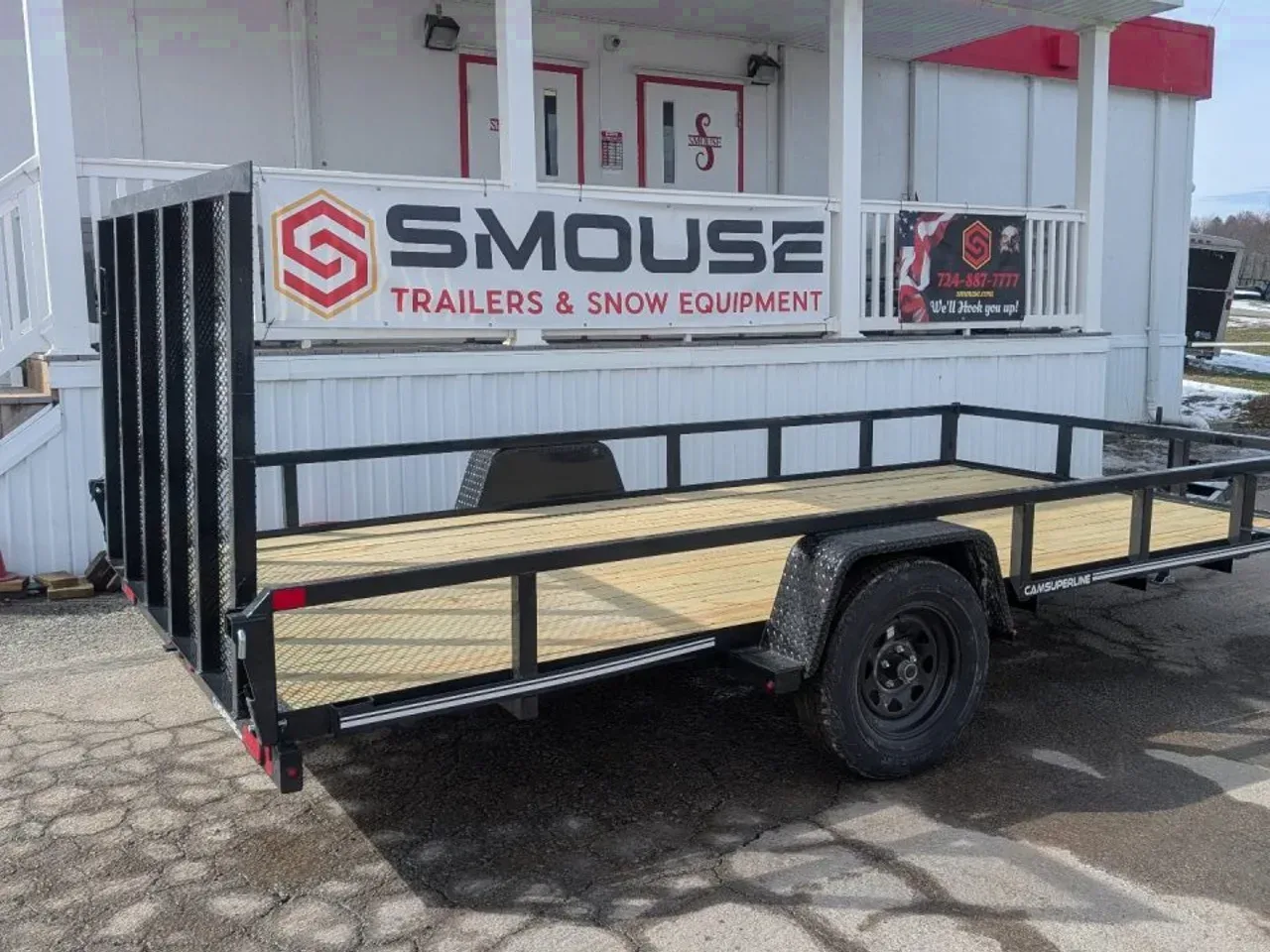 2026 CAM SUPERLINE 7x14 Tubular Top Rail Utility Trailer w/ Spring Assist/ Lay Down Ramp