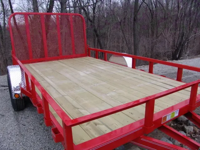 RED 12FT SA UTILITY TRAILER W/ALUMINUM FENDERS