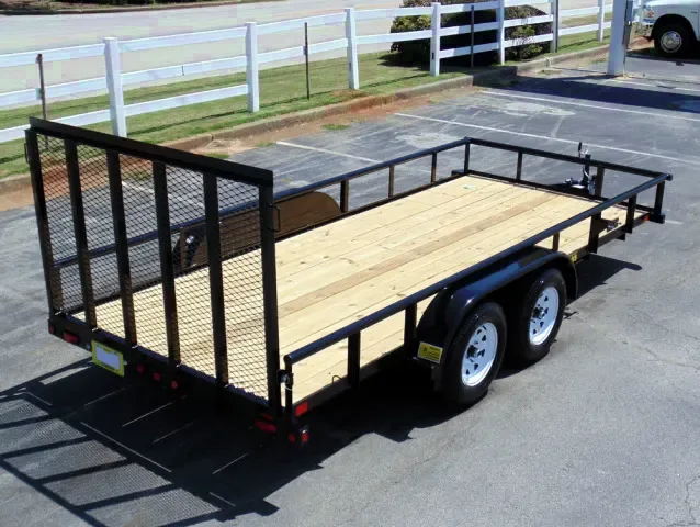 Black 16ft Wood Deck Utility Trailer