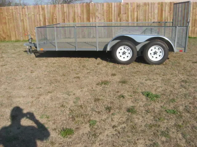 GREY 14FT TA UTILITY TRAILER W/REAR GATE
