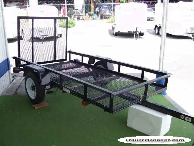 8ft Black Utility Trailer w/Mesh Gate