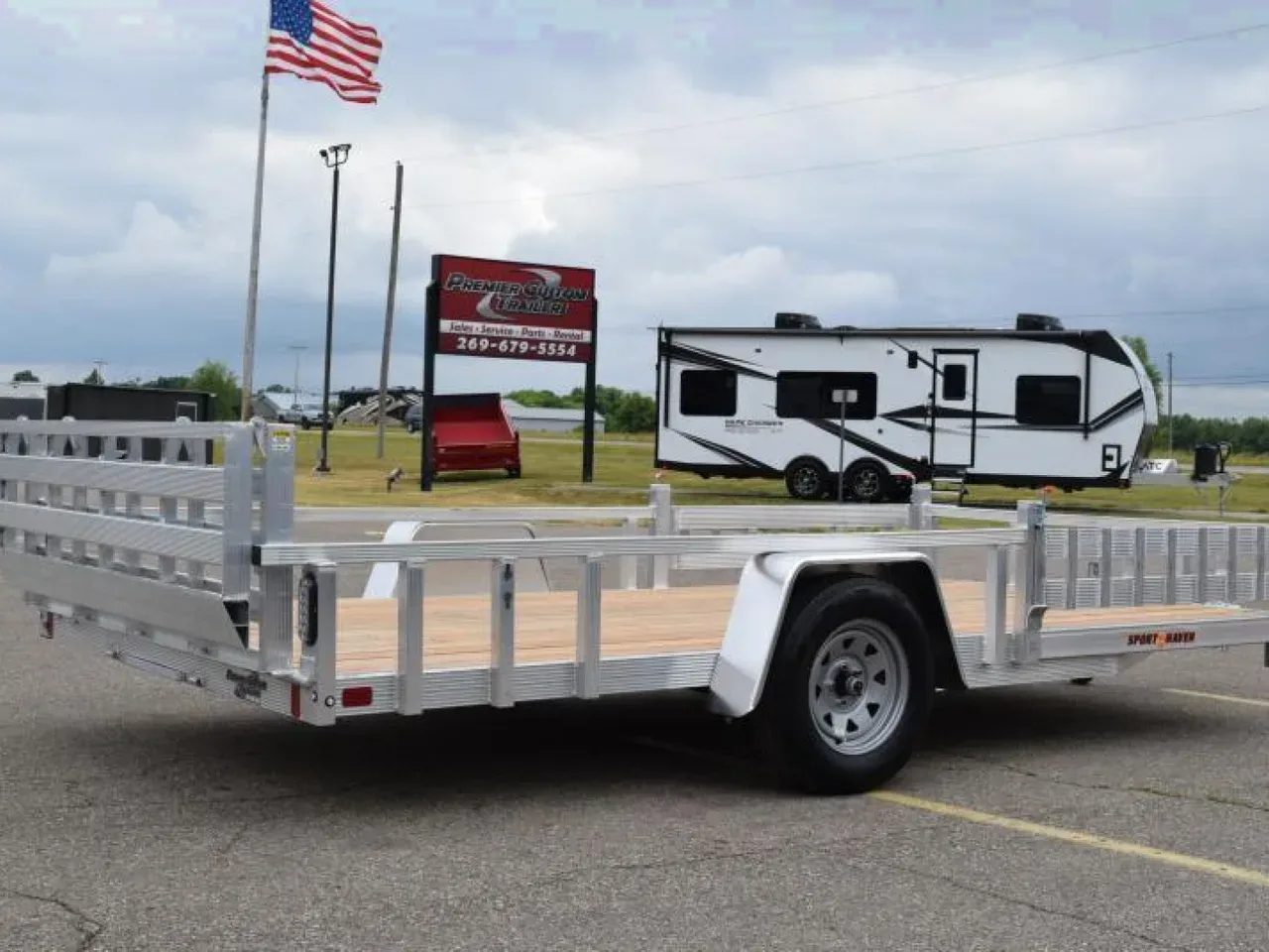 SPORT HAVEN 7x14 OPEN UTILITY TRAILER w/ REMOVEABLE SIDE RAMPS AND BI-FOLD RAMP GATE