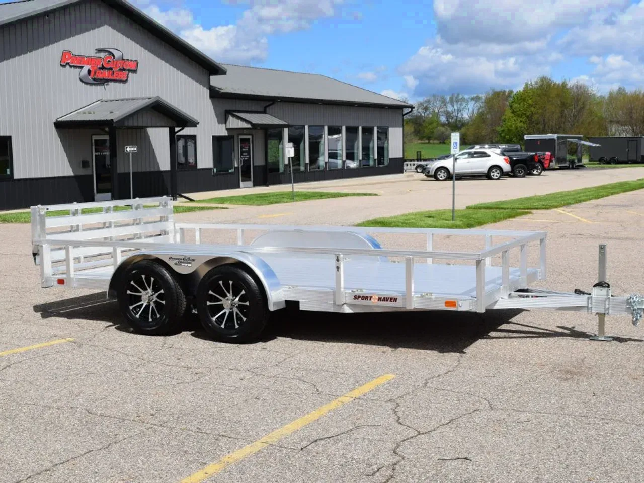SPORT HAVEN 7x14 DELUXE OPEN UTILITY w/ BI-FOLD RAMP GATE