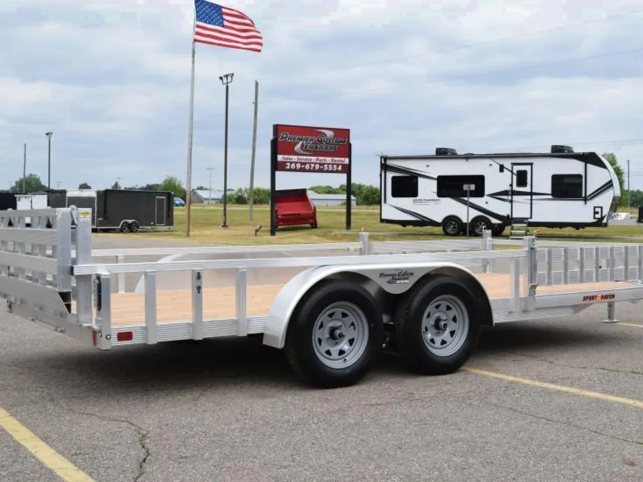 SPORT HAVEN 7x16 OPEN UTILITY TRAILER w/ REMOVEABLE SIDE RAMPS AND BI-FOLD RAMP GATE