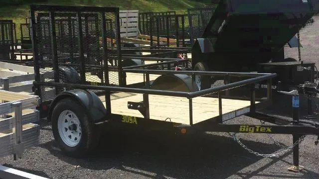 8ft Utility Trailer Black Steel Frame W/Wood Deck-Single Axle