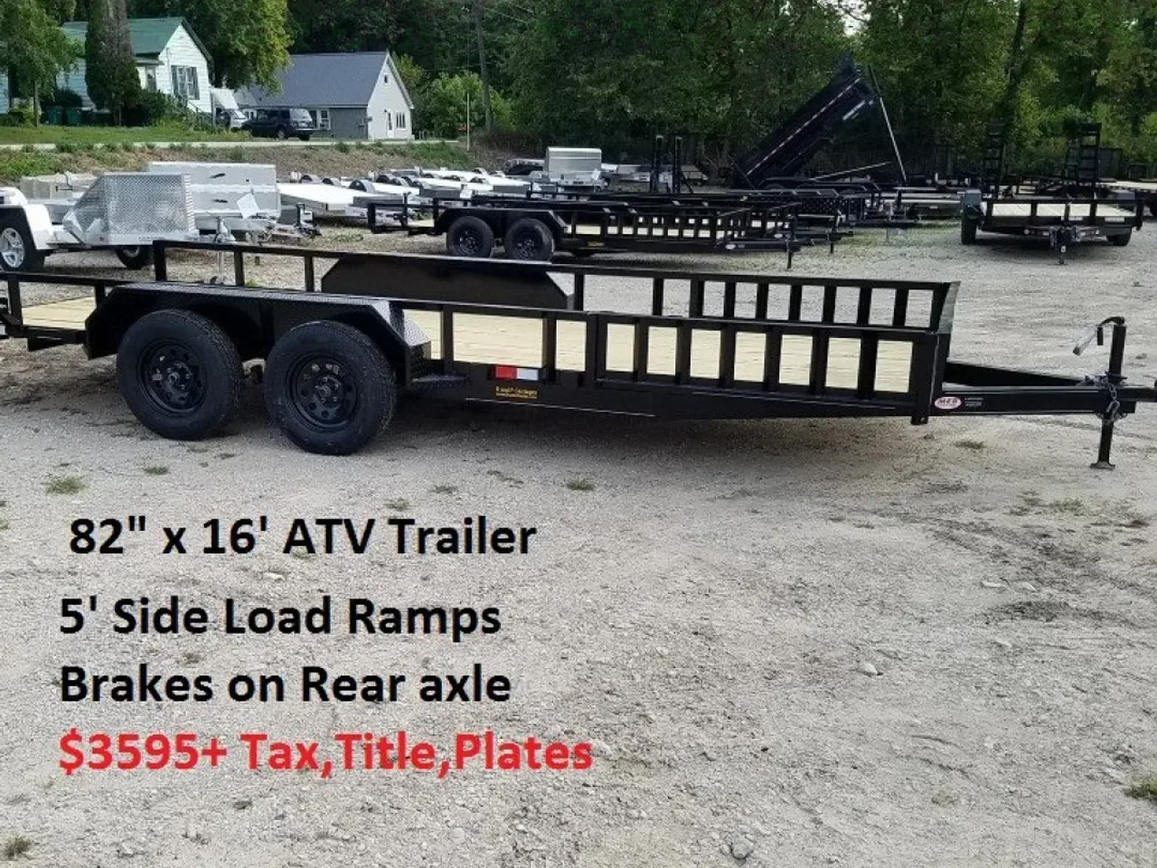 2026 MEB 82"x16 ATV Trailer w/Side Load Ramps Utility Trailer7K