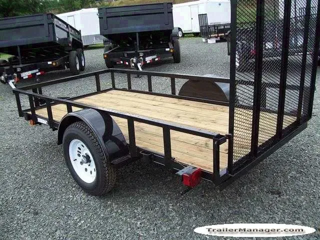 10ft Single Axle Black Steel Frame w/Wood Deck Utility Trailer