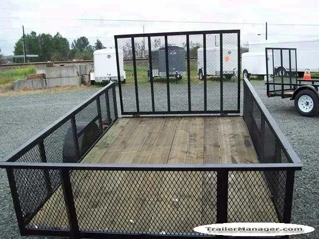 10ft Utility Single Axle Black Steel Frame w/Wood Deck-High Sides