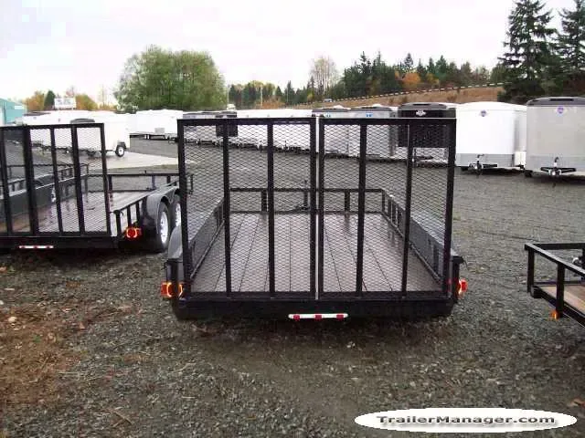 12ft Tandem Axle Black Frame/Wood Deck Utility Trailer w/Gate and Wood Deck