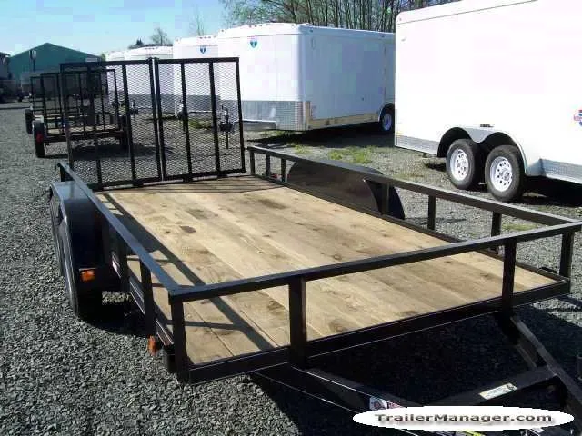 14ft Tandem Axle Steel Utility Trailer w/Rear Gate