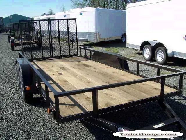 14ft Tandem Axle Black Utility Trailer w/Gate