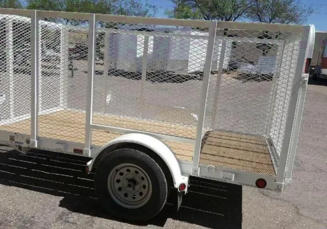 10ft White Utility Trailer w/ High Mesh Sides