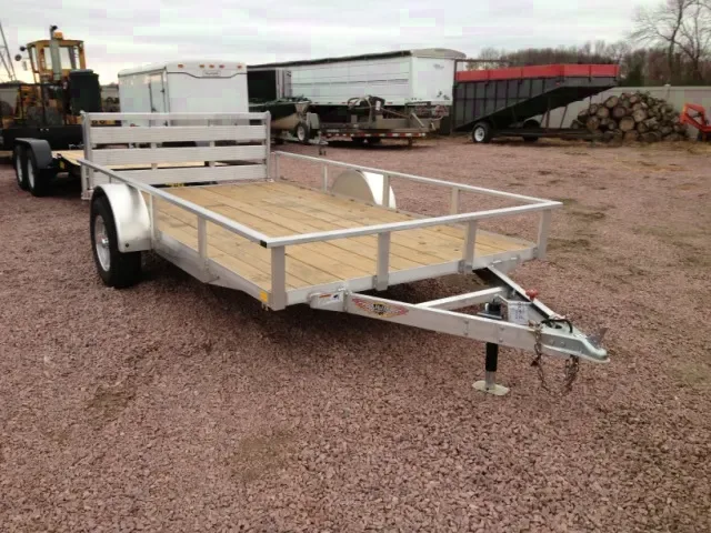 Utility Trailer, 12 ft, Bi-Fold Ramp, Aluminum Wheels