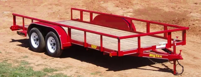 Red 16ft Utility Trailer with Wood Deck