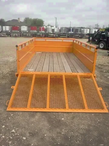 12ft Orange Utility Trailer w/High Mesh Sides