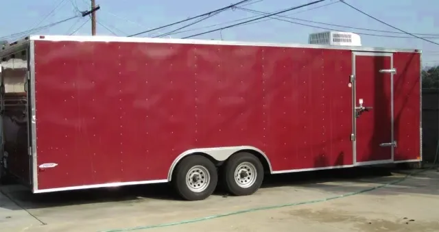 24ft Red Enclosed Race Car Trailer