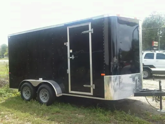 BLACK 14FT V-NOSE CARGO TRAILER