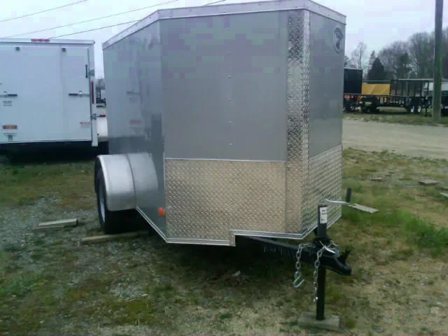 8FT  SILVER CARGO TRAILER WITH REAR RAMP DOOR