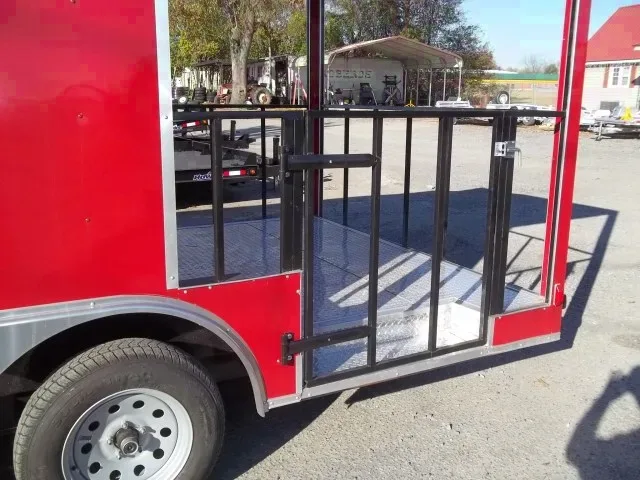 20' enclosed BBQ patio concession trailer red